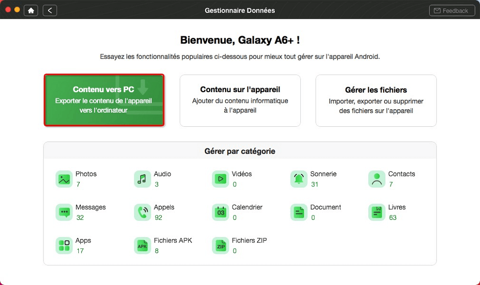 Contenu vers Mac