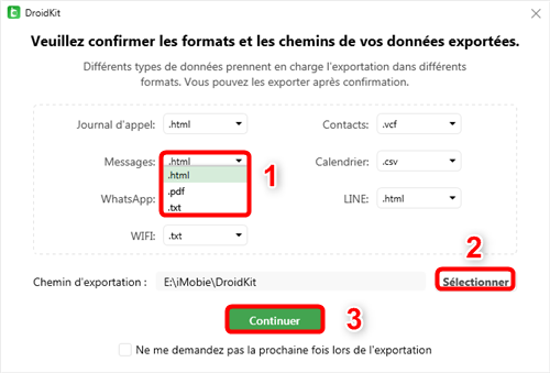 Confirmer le format messages