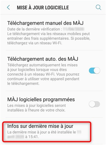Vérification de la mise à jour du téléphone