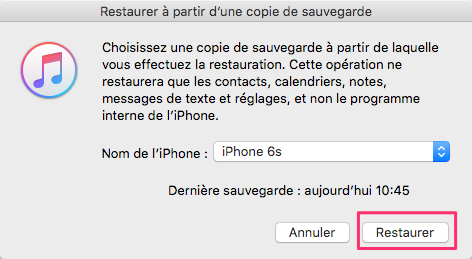 RÃ©cupÃ©rer les donnÃ©es perdu iPhone depuis sauvegarde iTunes â Ã©tape 3