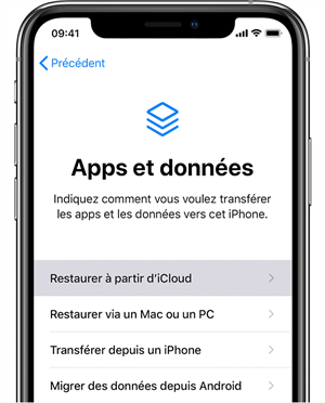 Restaurer à parti d'iCloud