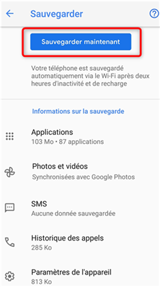 Choisissez Sauvegarder maintenant