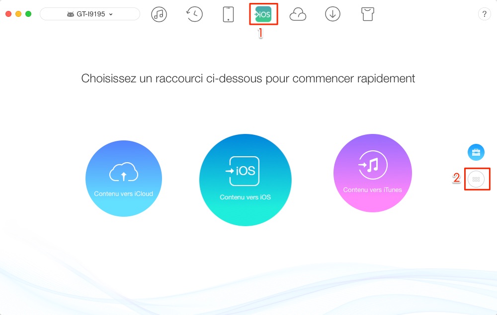 Transfert des films depuis Motorola vers iPhone - étape 1